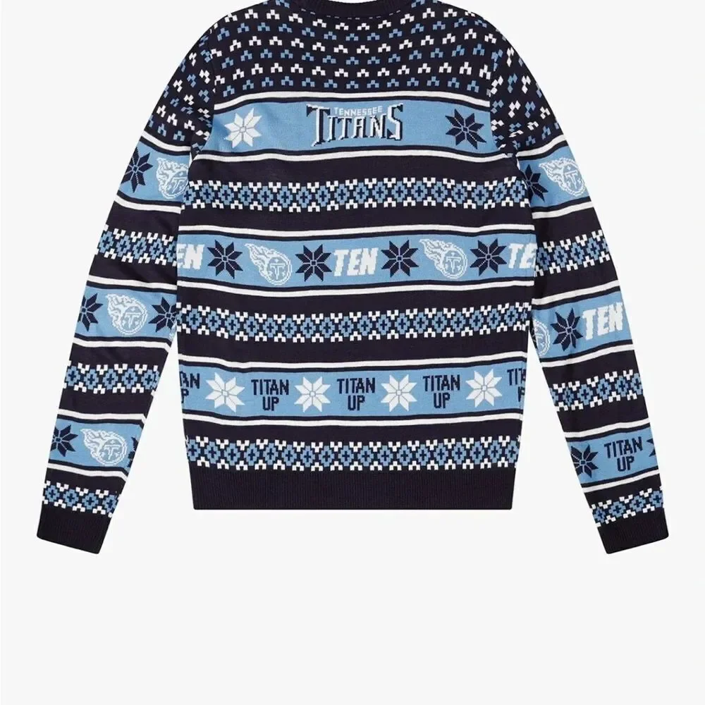 NFL FOCO Tennessee Titans Ugly Christmas Sweater NEW Large Blue Football XL